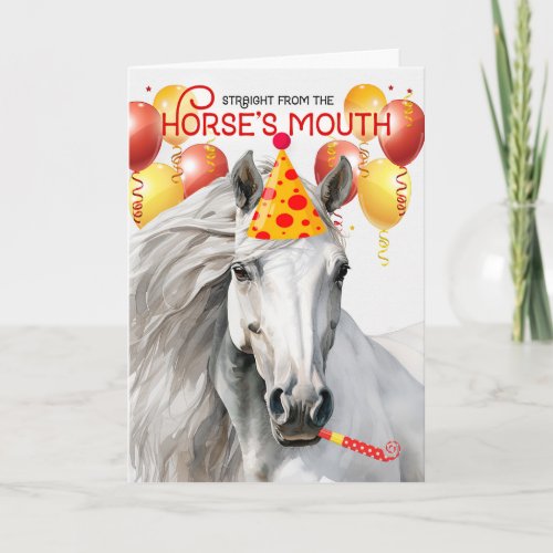 White Horse Funny Birthday Card