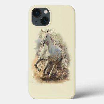 White Horse Gallop Iphone 13 Case by FantasyCases at Zazzle