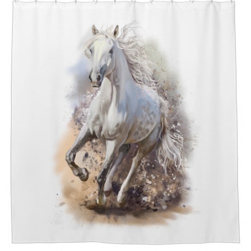 White Horse Gallop Shower Curtain