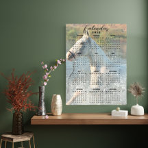 White Horse Galloping Through River 2024 Calendar