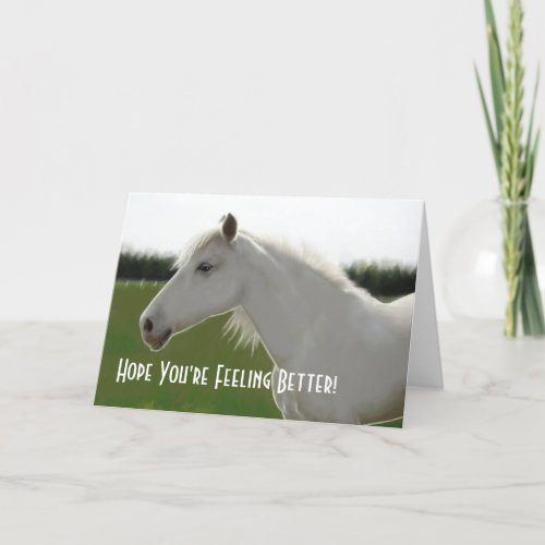 White Horse Get Well Blank Card