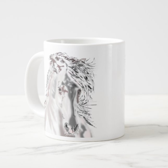 White Horse Giant Coffee Mug (Front Left)