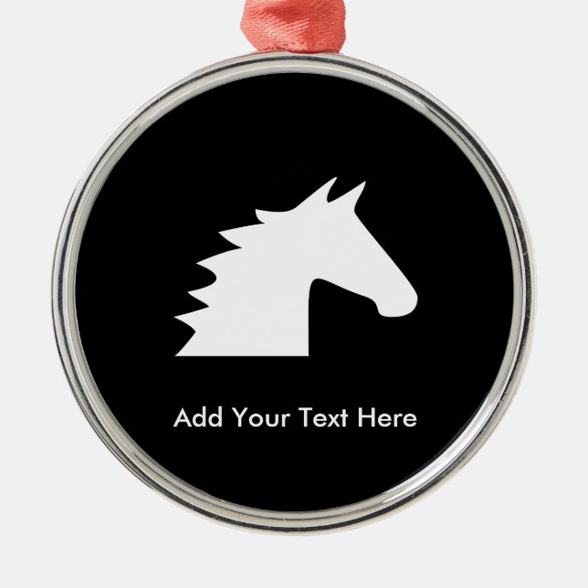 White Horse Head Metal Ornament (Front)