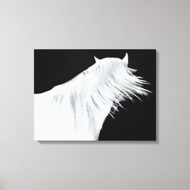 White Horse Head Three Panels Canvas Print (Front)