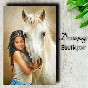 White Horse Hug Decoupage Tissue Paper