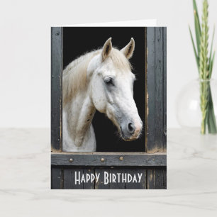White Horse In Barn Stable Card