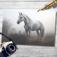 White Horse in Fog 1 Decoupage Paper