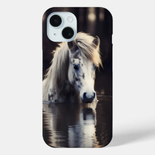White Horse in Lake iPhone 15 Case
