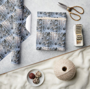 White Horse In Snowy Pine Tree Wrapping Paper