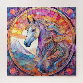 White Horse in Stained Glass  Jigsaw Puzzle
