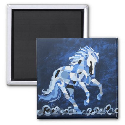 White Horse in the Moonlight Magnet