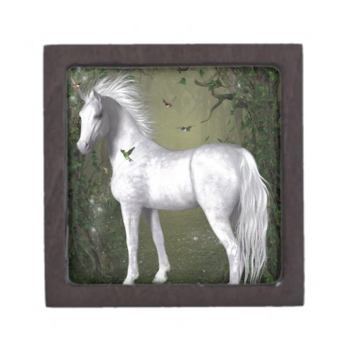 White Horse in the Woods with Hummingbirds Gift Box