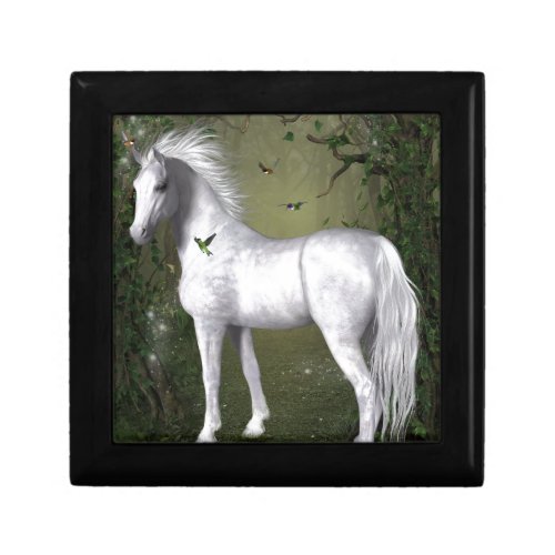 White Horse in the Woods with Hummingbirds Jewelry Box