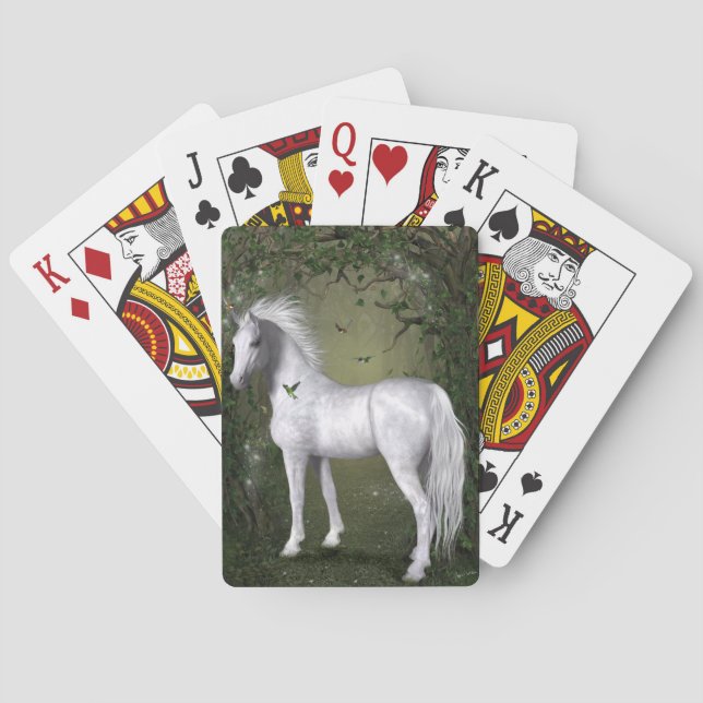 White Horse in the Woods with Hummingbirds Poker Cards (Back)