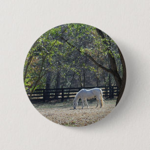 White Horse in trees Button