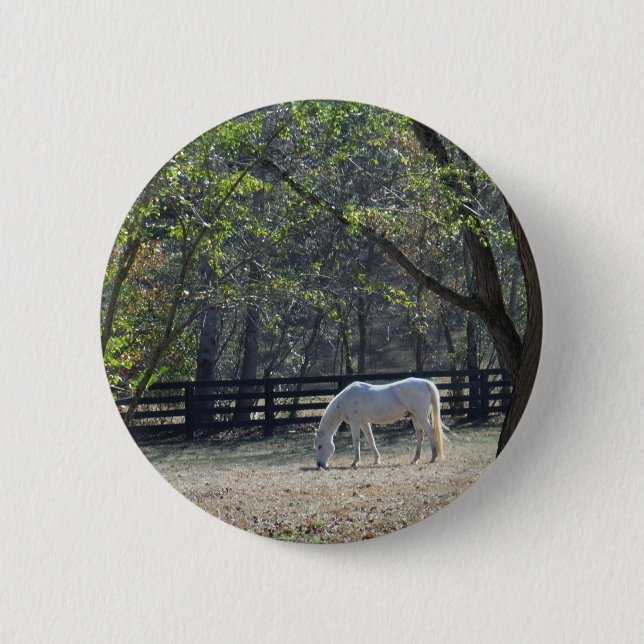 White Horse in trees Button (Front)