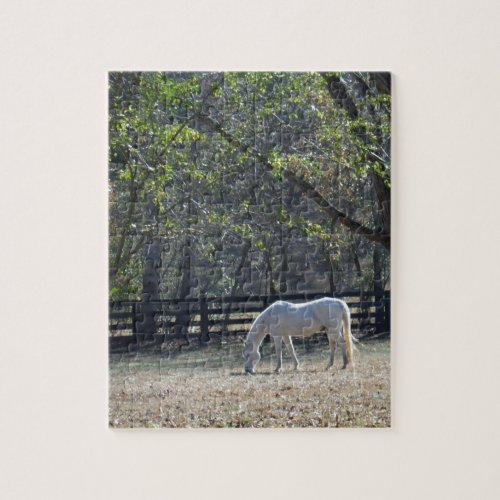 White Horse in trees Jigsaw Puzzle