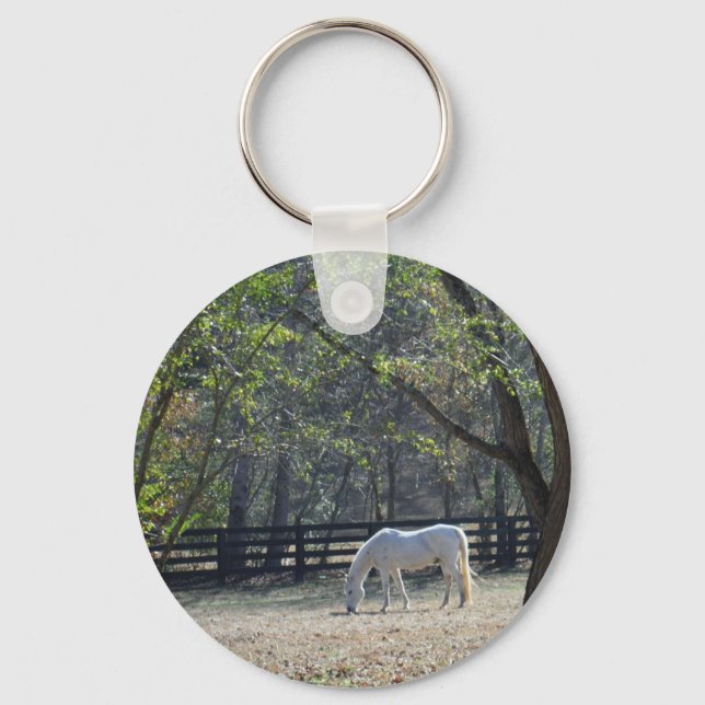 White Horse in trees Keychain (Front)