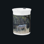 White Horse in trees Pitcher<br><div class="desc">Cream Horse in trees Photo by Sandy Closs "gifts for horse lovers ""i love horses""horse wallet""brown horse""horse, horses, "horse gifts""farm animals , pony , ponies""horse lover""horse lovers"</div>