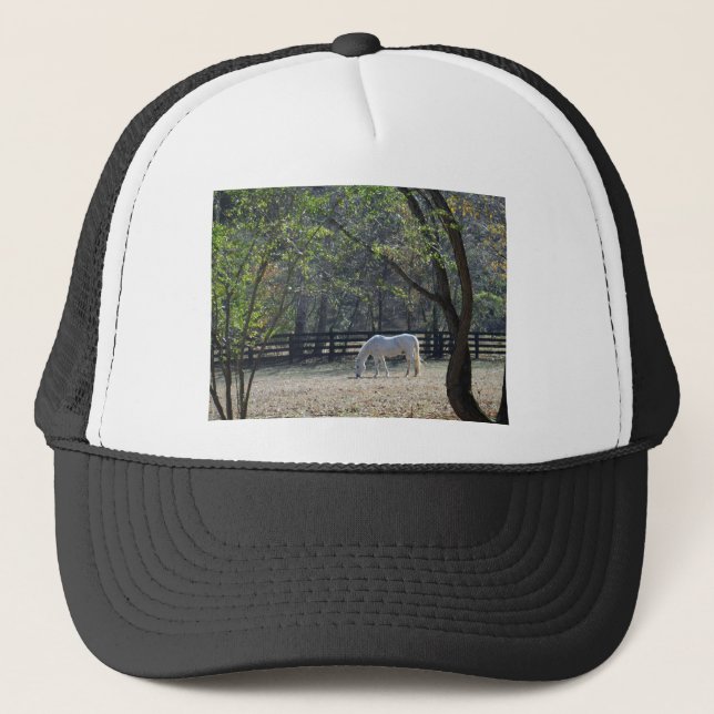 White Horse in trees Trucker Hat (Front)
