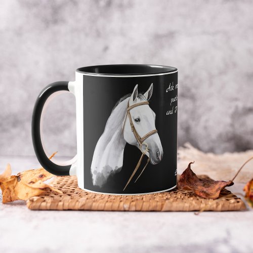 White horse inspirational equestrian gifts mug