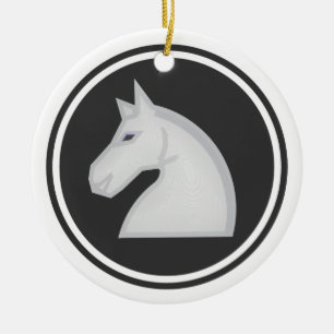 White Horse Knight Chess Ceramic Ornament