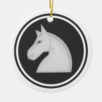 White Horse Knight Chess Ceramic Ornament by Chess_store at Zazzle