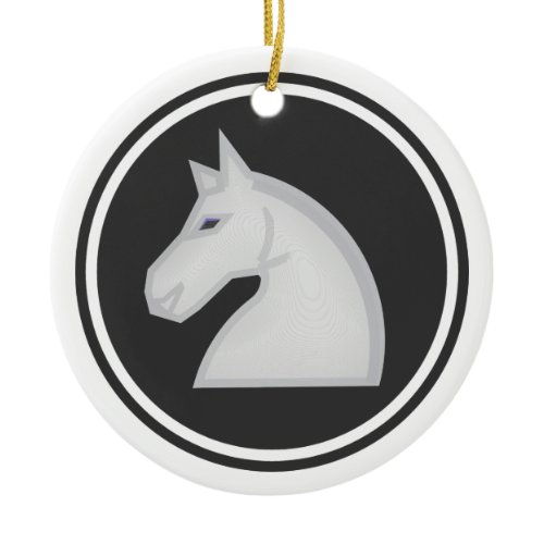 White Horse Knight Chess Ceramic Ornament