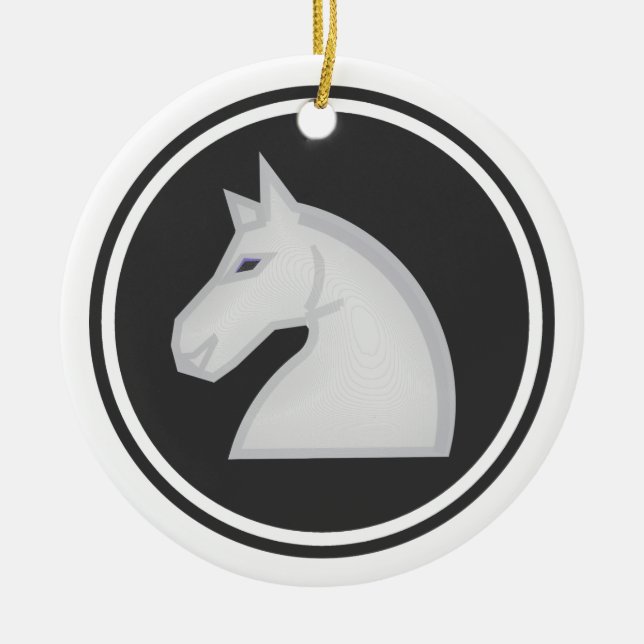 White Horse Knight Chess Ceramic Ornament (Front)
