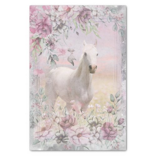 White Horse Meadow Fantasy Decoupage Tissue Paper