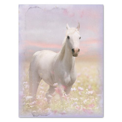 White Horse Meadow Fantasy Decoupage Tissue Paper