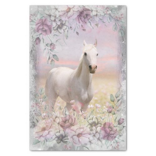 White Horse Meadow Fantasy Decoupage Tissue Paper