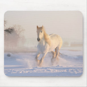 white horse mouse pad