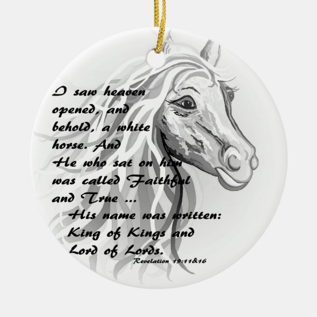 White Horse of a King Ceramic Ornament (Front)