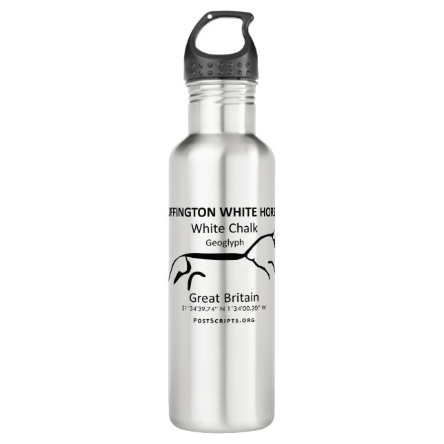 White Horse of Uffington Stainless Steel Water Bottle (Front)