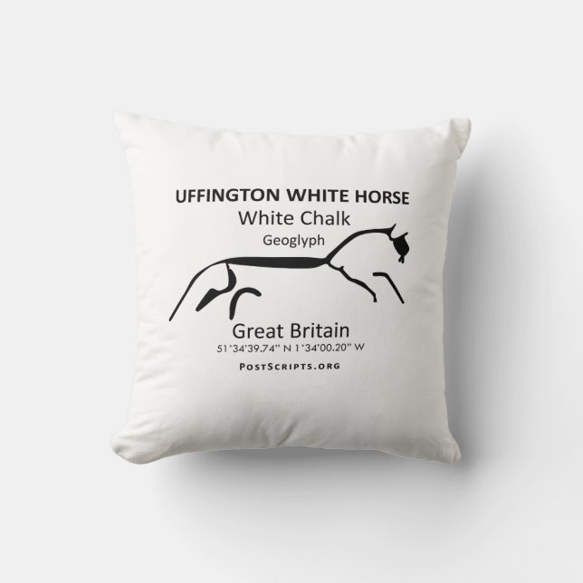 White Horse of Uffington Throw Pillow (Front)