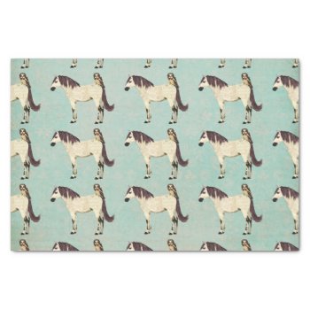 White Horse & Owl Blue Tissue Paper by Greyszoo at Zazzle