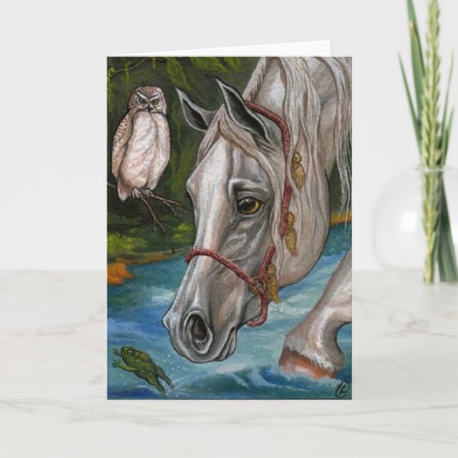 WHITE HORSE Owl Note Card (Front)