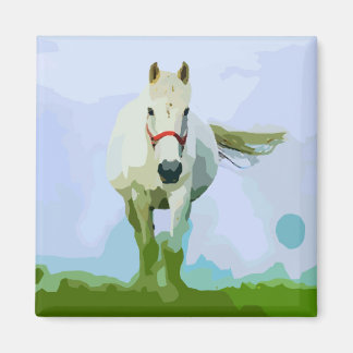 White Horse Painted Portrait Magnet