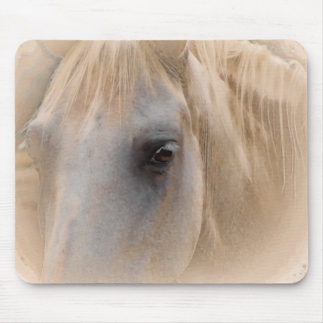 White Horse Portrait Mouse Pad (Front)