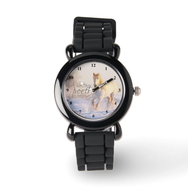 White Horse Quote Poetry in Motion Winter Snow Watch (Front)