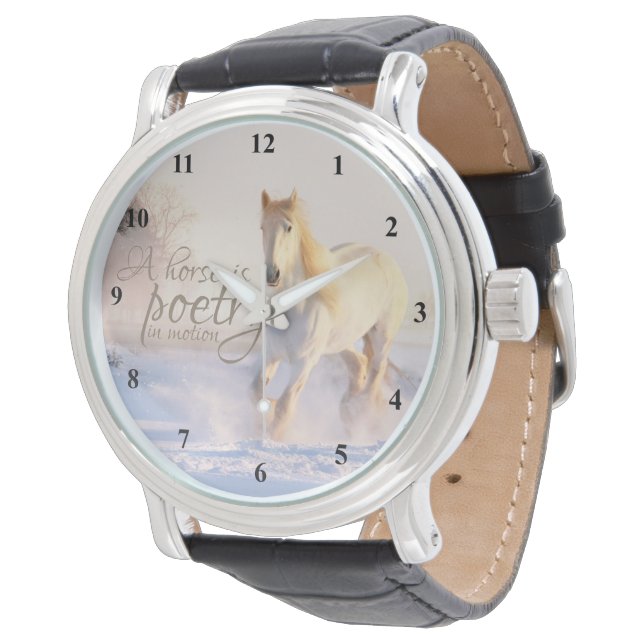 White Horse Quote Poetry in Motion Winter Snow Watch (Angled)