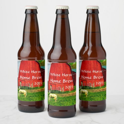 White Horse Red Barn Beer Label