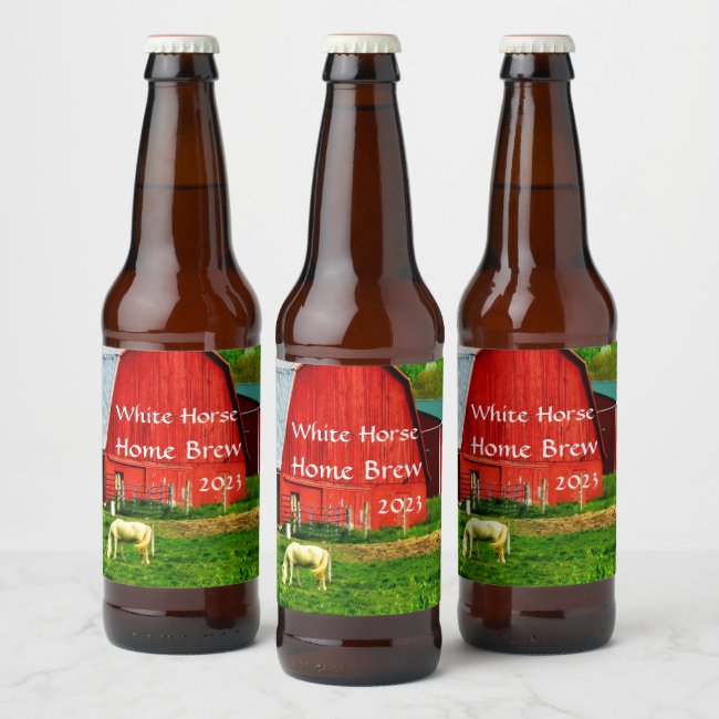White Horse Red Barn Beer Label