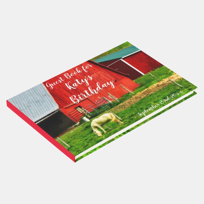 White Horse Red Barn Birthday Guest Book
