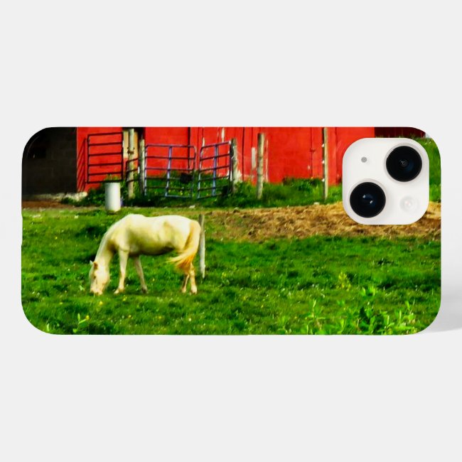 White Horse, Red Barn iPhone Case