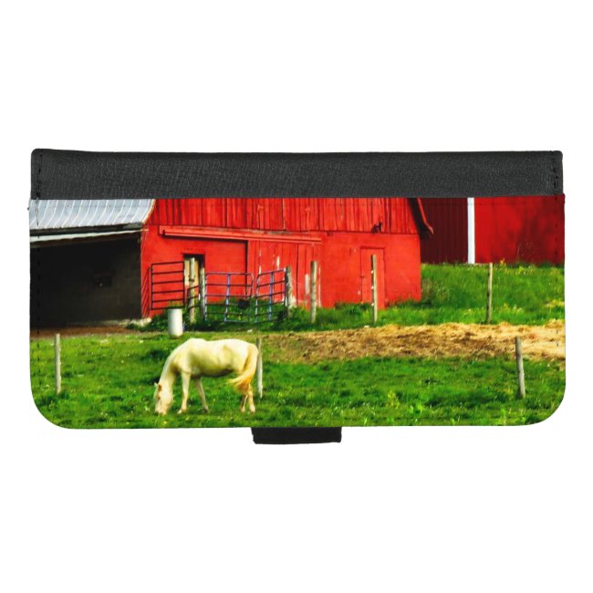 White Horse Red Barn iPhone Wallet Case