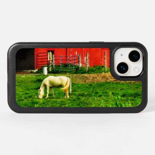 White Horse, Red Barn OtterBox iPhone 14 Case