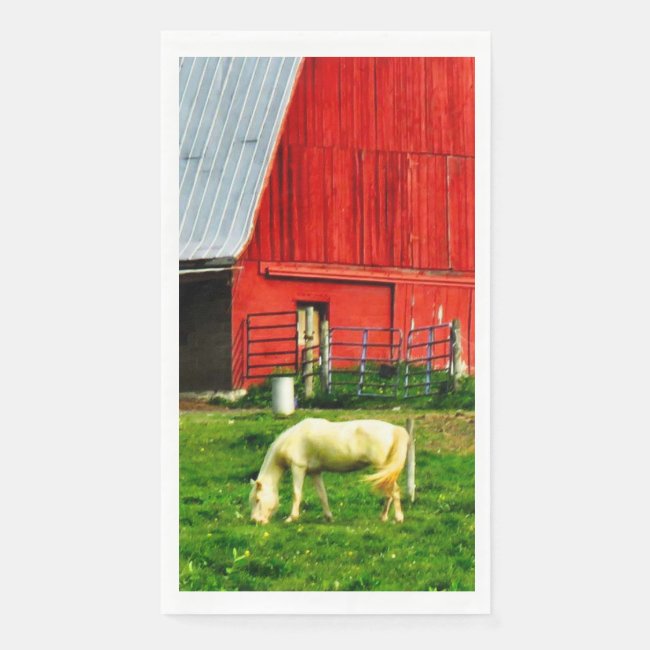 White Horse, Red Barn Paper Guest Towels