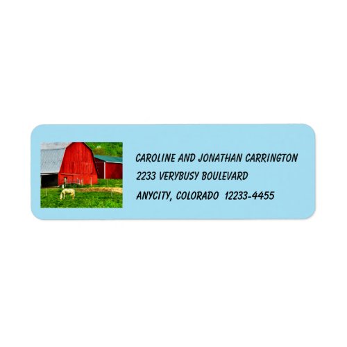 White Horse Red Barn Return Address Label